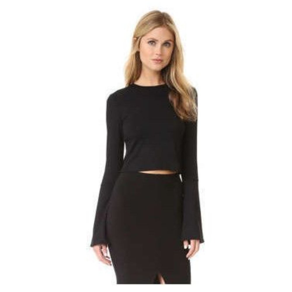 Torn by Ronny Kobo Cece Crop Long Bell Sleeve Top